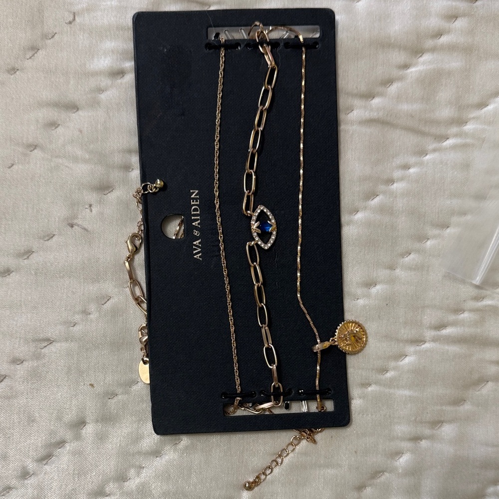 Ava & Aiden Gold Bracelet with Blue Accent